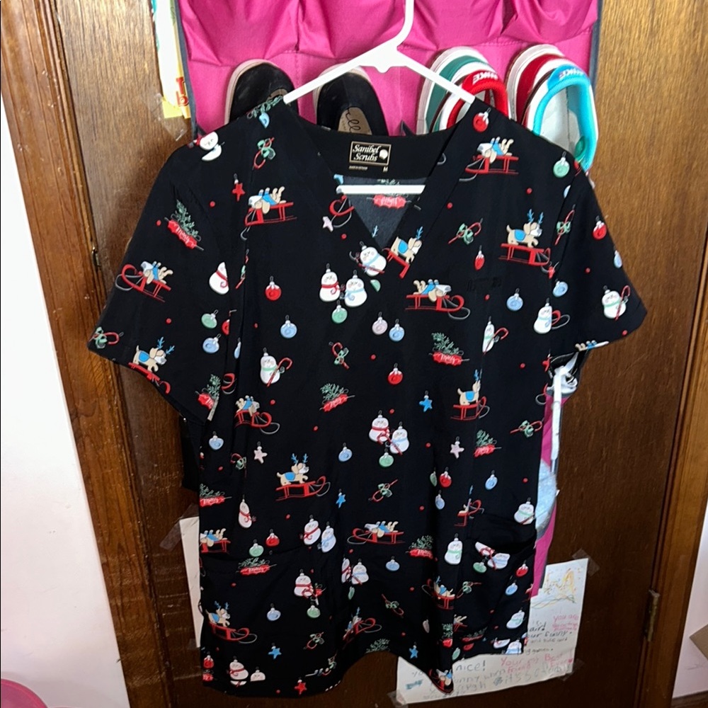 Holiday Scrub Top